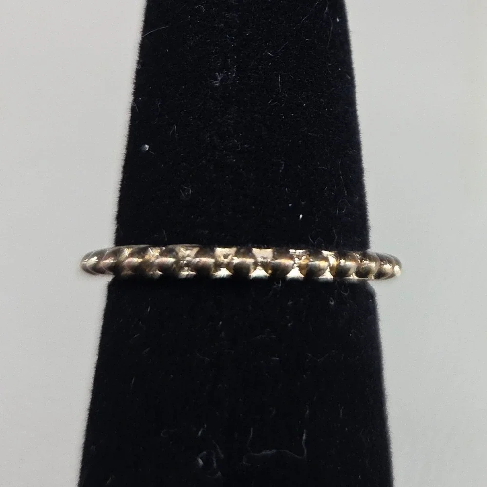 Gold Tone‎ Beaded Eternity Band Ring Textured Stackable Minimalist Size 8